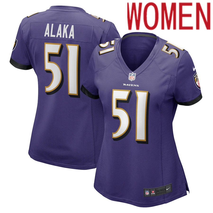 Women Baltimore Ravens 51 Otaro Alaka Nike Purple Player Game NFL Jersey